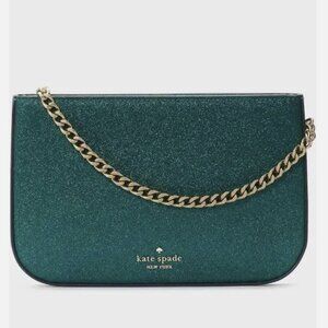 Kate Spade / Kenzie Glitter Lilly Pochette Crossbody / Festive Teal / NEW